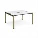 Adapt back to back desks 1400mm x 1200mm - green frame, white top, black edge E1412-GN-WK