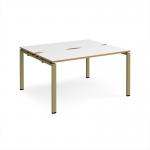 Adapt back to back desks 1400mm x 1200mm - green frame, white top, oak edge E1412-GN-WO