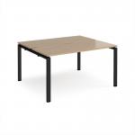 Adapt back to back desks 1400mm x 1200mm - black frame, kendal oak top E1412-K-KO