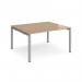 Adapt back to back desks 1400mm x 1200mm - silver frame, beech top E1412-S-B