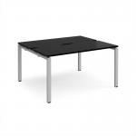 Adapt back to back desks 1400mm x 1200mm - silver frame, black top E1412-S-BK