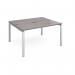 Adapt starter units back to back 1400mm x 1200mm - silver frame, grey oak top E1412-SB-S-GO