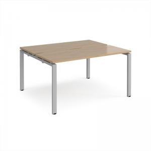 Adapt back to back desks 1400mm x 1200mm - silver frame, kendal oak