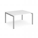 Adapt back to back desks 1400mm x 1200mm - silver frame, white top E1412-S-WH