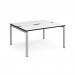 Adapt back to back desks 1400mm x 1200mm - silver frame, white top, black edge E1412-S-WK