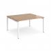 Adapt back to back desks 1400mm x 1200mm - white frame, beech top E1412-WH-B