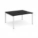 Adapt back to back desks 1400mm x 1200mm - white frame, black top E1412-WH-BK