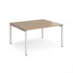 Adapt back to back desks 1400mm x 1200mm - white frame, kendal oak top E1412-WH-KO