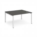 Adapt back to back desks 1400mm x 1200mm - white frame, storm grey top E1412-WH-OG