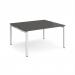 Adapt back to back desks 1400mm x 1200mm - white frame, storm grey top E1412-WH-OG