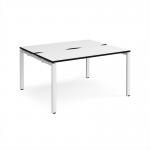 Adapt back to back desks 1400mm x 1200mm - white frame, white top, black edge E1412-WH-WK