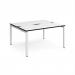 Adapt back to back desks 1400mm x 1200mm - white frame, white top, black edge E1412-WH-WK