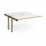 Adapt add on unit single 1400mm x 1600mm - green frame, white top, oak edge E1416-AB-GN-WO