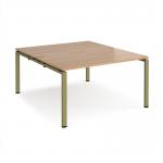 Adapt back to back desks 1400mm x 1600mm - green frame, beech top E1416-GN-B