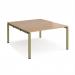 Adapt back to back desks 1400mm x 1600mm - green frame, beech top E1416-GN-B
