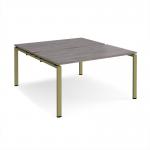 Adapt back to back desks 1400mm x 1600mm - green frame, grey oak top E1416-GN-GO