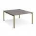 Adapt back to back desks 1400mm x 1600mm - green frame, grey oak top E1416-GN-GO