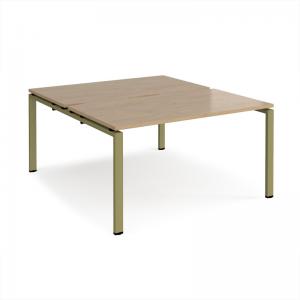 Adapt back to back desks 1400mm x 1600mm - green frame, kendal oak top