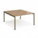 Adapt back to back desks 1400mm x 1600mm - green frame, oak top E1416-GN-O