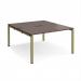 Adapt back to back desks 1400mm x 1600mm - green frame, walnut top E1416-GN-W
