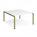 Adapt back to back desks 1400mm x 1600mm - green frame, white top E1416-GN-WH