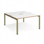 Adapt back to back desks 1400mm x 1600mm - green frame, white top, oak edge E1416-GN-WO