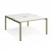 Adapt back to back desks 1400mm x 1600mm - green frame, white top, oak edge E1416-GN-WO