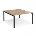 Adapt back to back desks 1400mm x 1600mm - black frame, beech top E1416-K-B