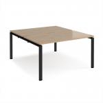 Adapt back to back desks 1400mm x 1600mm - black frame, kendal oak top E1416-K-KO