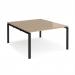 Adapt back to back desks 1400mm x 1600mm - black frame, kendal oak top E1416-K-KO