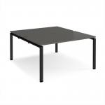Adapt back to back desks 1400mm x 1600mm - black frame, storm grey top E1416-K-OG