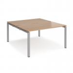 Adapt back to back desks 1400mm x 1600mm - silver frame, beech top E1416-S-B