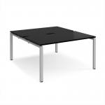 Adapt back to back desks 1400mm x 1600mm - silver frame, black top E1416-S-BK