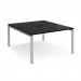 Adapt back to back desks 1400mm x 1600mm - silver frame, black top E1416-S-BK