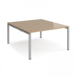 Adapt back to back desks 1400mm x 1600mm - silver frame, kendal oak