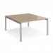 Adapt back to back desks 1400mm x 1600mm - silver frame, kendal oak top E1416-S-KO