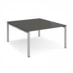 Adapt back to back desks 1400mm x 1600mm - silver frame, storm grey top E1416-S-OG