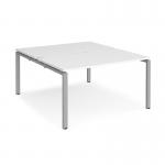 Adapt back to back desks 1400mm x 1600mm - silver frame, white top E1416-S-WH