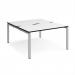 Adapt back to back desks 1400mm x 1600mm - silver frame, white top, black edge E1416-S-WK