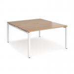 Adapt back to back desks 1400mm x 1600mm - white frame, beech top E1416-WH-B