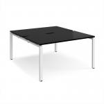 Adapt back to back desks 1400mm x 1600mm - white frame, black top E1416-WH-BK