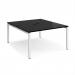 Adapt back to back desks 1400mm x 1600mm - white frame, black top E1416-WH-BK