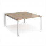 Adapt back to back desks 1400mm x 1600mm - white frame, kendal oak top E1416-WH-KO