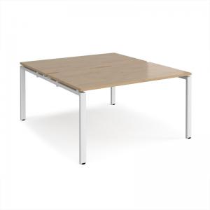 Adapt back to back desks 1400mm x 1600mm - white frame, kendal oak top