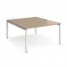 Adapt back to back desks 1400mm x 1600mm - white frame, kendal oak top E1416-WH-KO