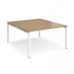 Adapt back to back desks 1400mm x 1600mm - white frame, oak top E1416-WH-O