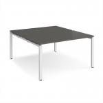 Adapt back to back desks 1400mm x 1600mm - white frame, storm grey top E1416-WH-OG