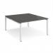 Adapt back to back desks 1400mm x 1600mm - white frame, storm grey top E1416-WH-OG