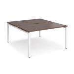 Adapt back to back desks 1400mm x 1600mm - white frame, walnut top E1416-WH-W