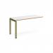 Adapt add on unit single 1400mm x 600mm - green frame, white top, oak edge E146-AB-GN-WO